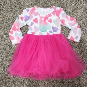 Pink Heart Pattern Kids Casual Dress